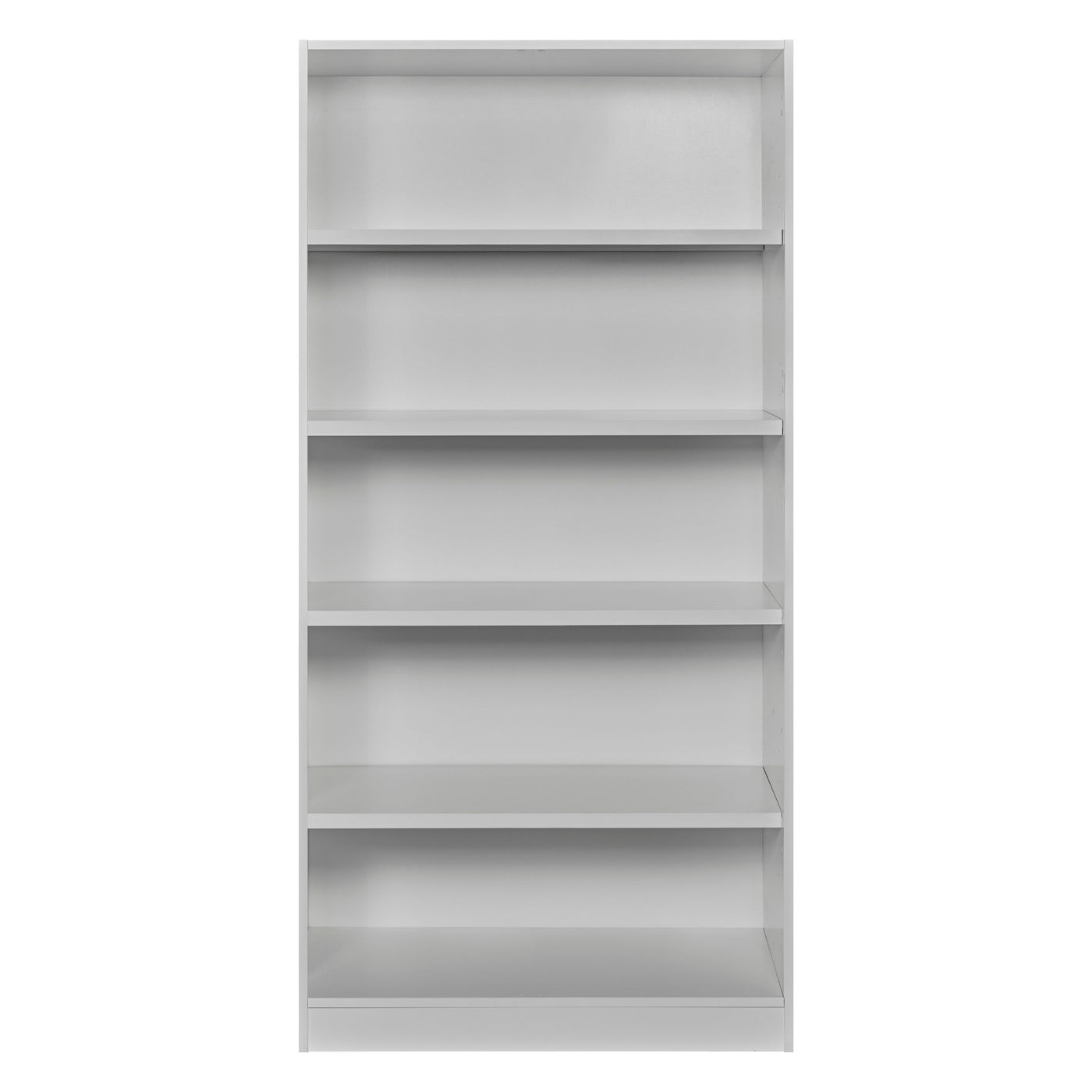 Rangement Systemix en décor papier sur panneaux de particules BLANC / ANTHRACITE, intérieur d'armoire blanche montrant la barre de penderie et deux tablettes de rangement