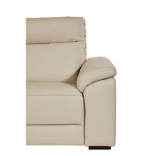 Accoudoir et dossier du canapé Mirabel cuir Beige — couture et galbe arrondi