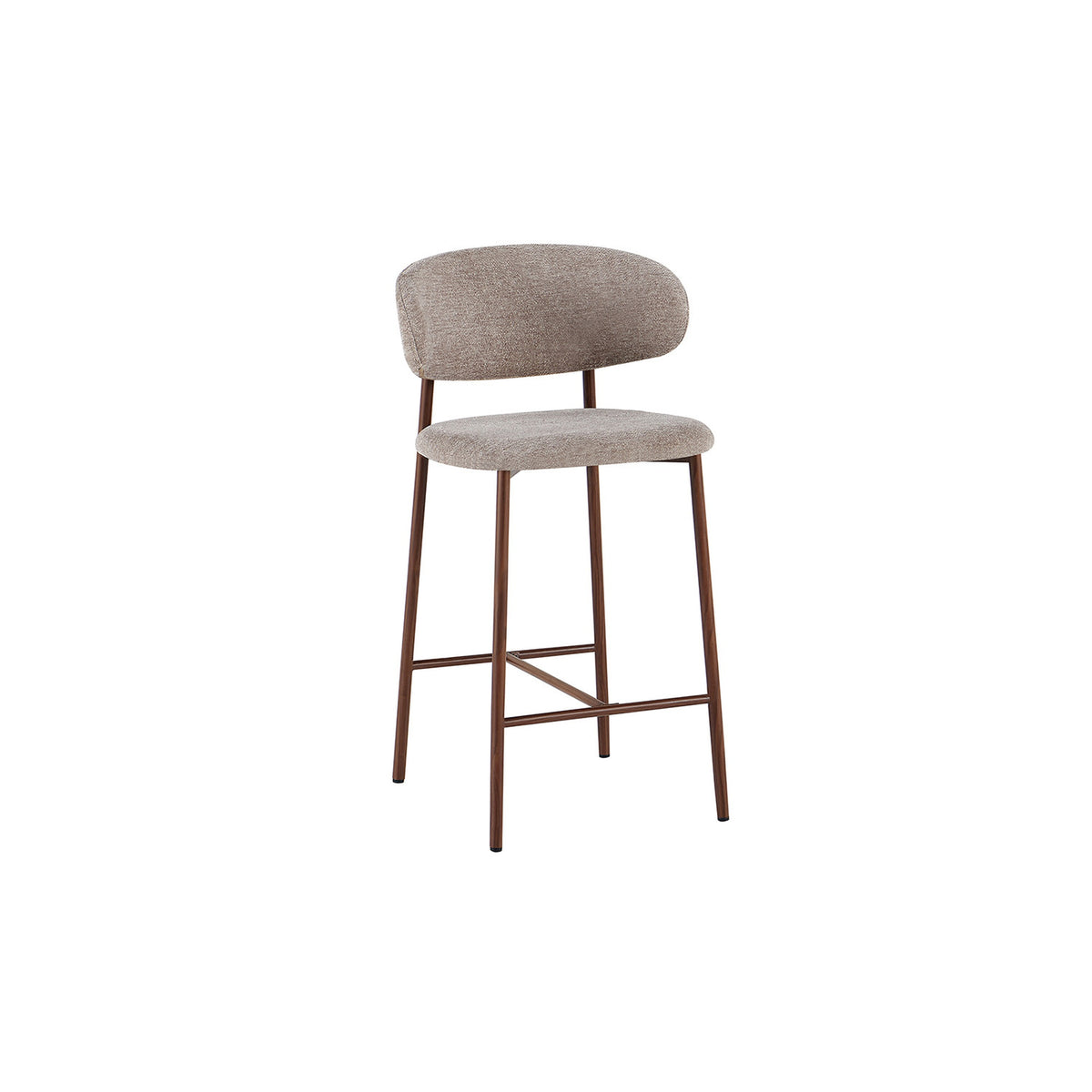 Chaise de comptoir Coco — Tissu chiné, pied naturel ou noyer