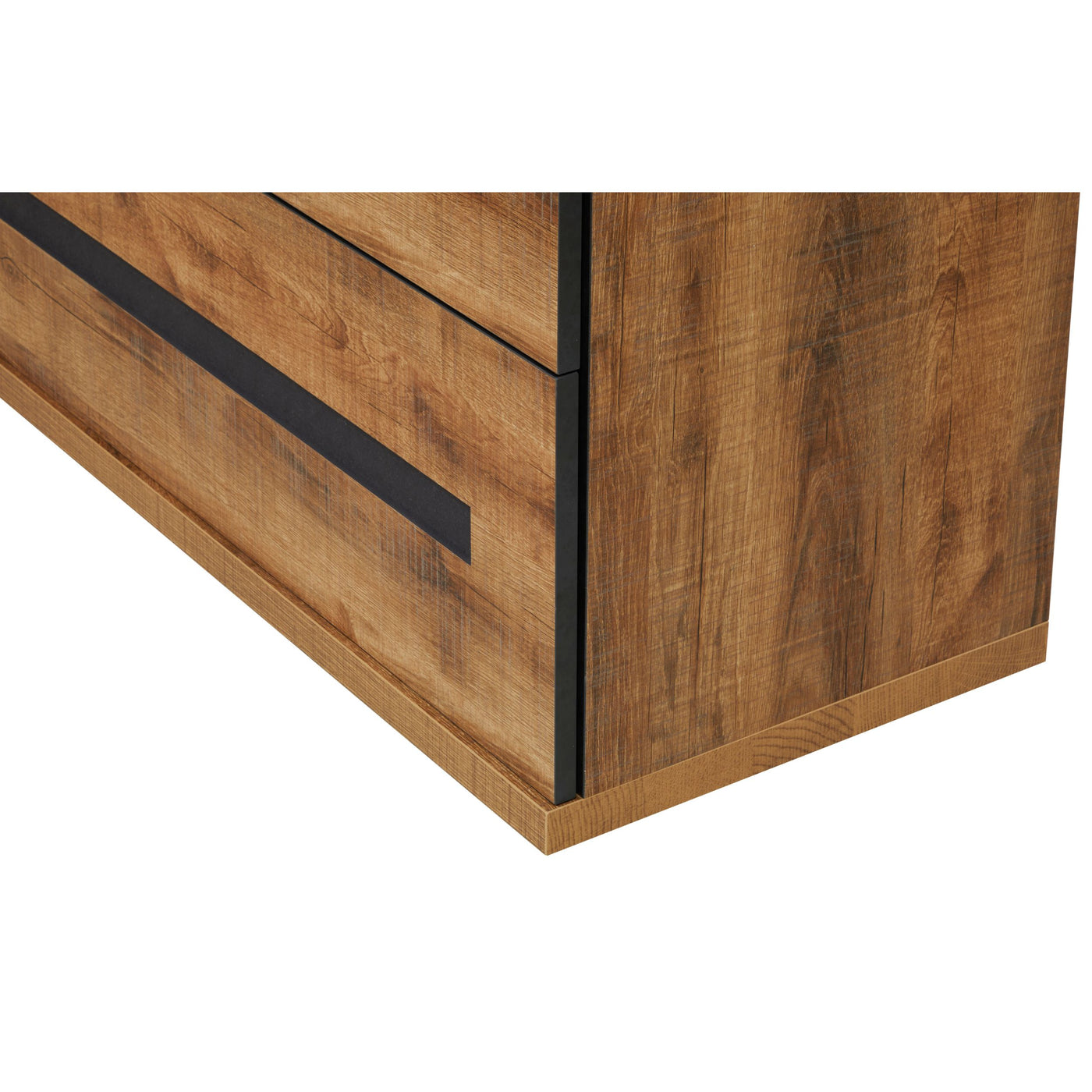 Angle bas gauche de la commode Pauline, finition DARK STONE