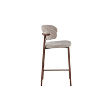 Chaise de comptoir Coco — Tissu chiné, pied naturel ou noyer
