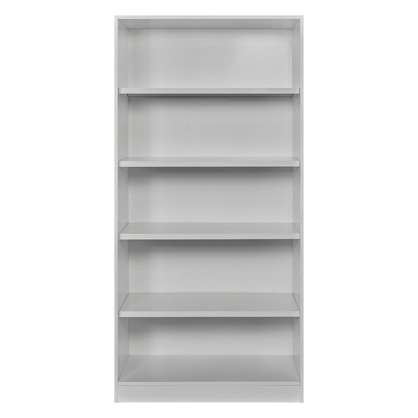 Rangement Systemix en décor papier sur panneaux de particules BLANC / ANTHRACITE, armoire deux portes anthracite fermée à poignées noires et caisson blanc, vue de face