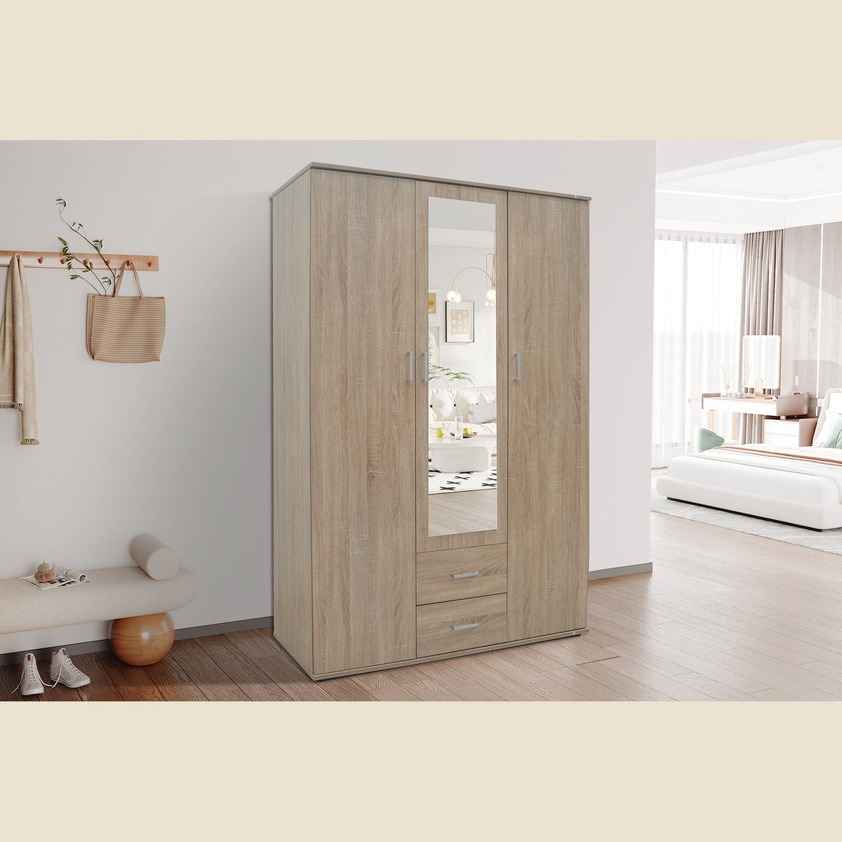 Armoire Marc — Portes battantes avec miroir