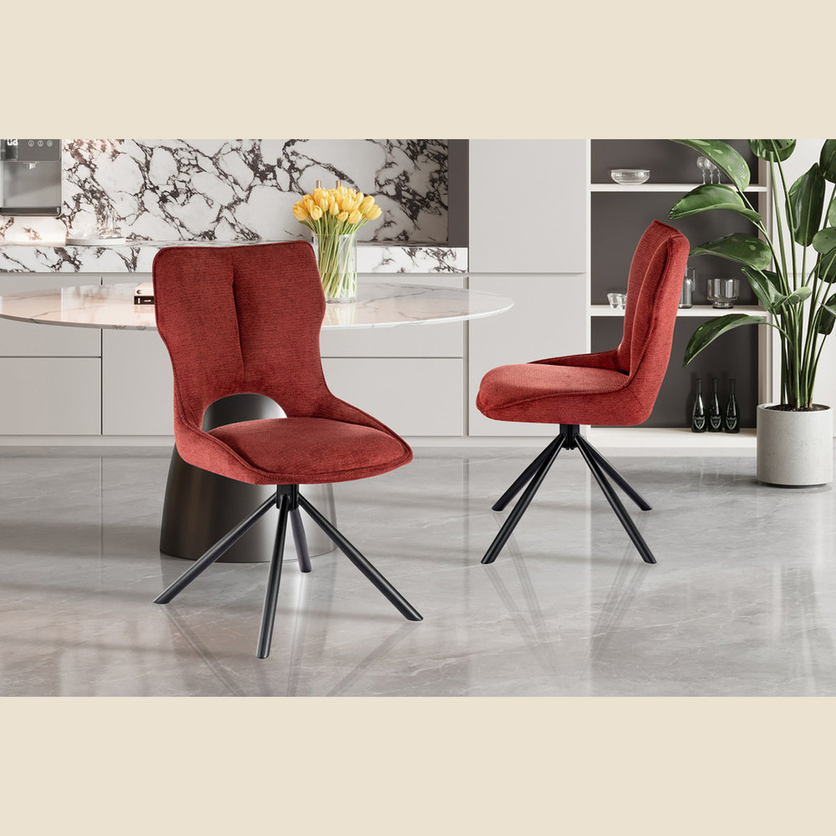 Chaise Mori — Tissu, pivotante