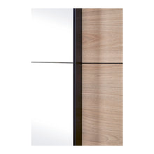 Détail porte coulissante Viola CASTELLA : panneau CASTELLA et verre miroir fumé côte à côte