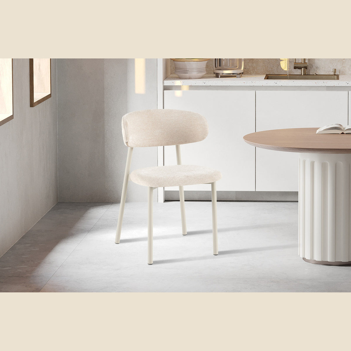 Chaise Coco — Tissu chiné, pied naturel, noyer ou gris