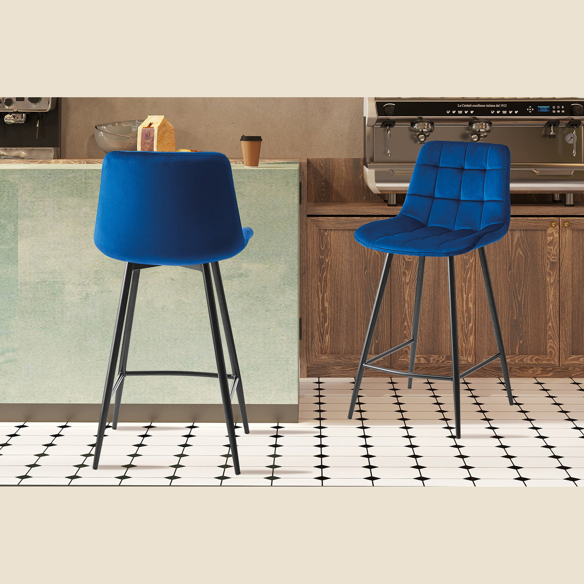 Chaise de comptoir Juta — Velours