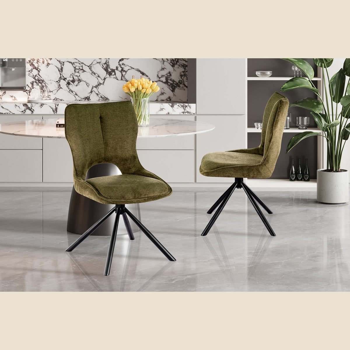 Chaise Mori — Tissu, pivotante