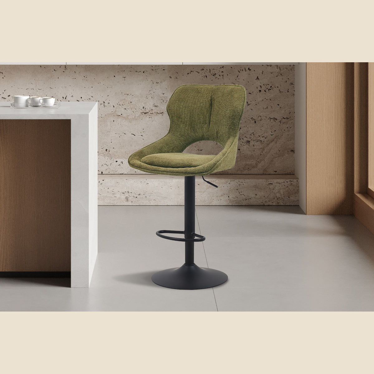 Chaise de bar Mori — Tissu, hauteur réglable