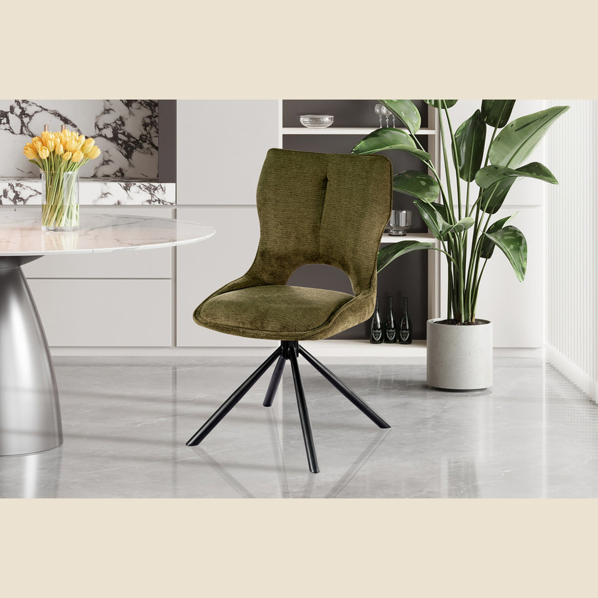 Chaise Mori — Tissu, pivotante