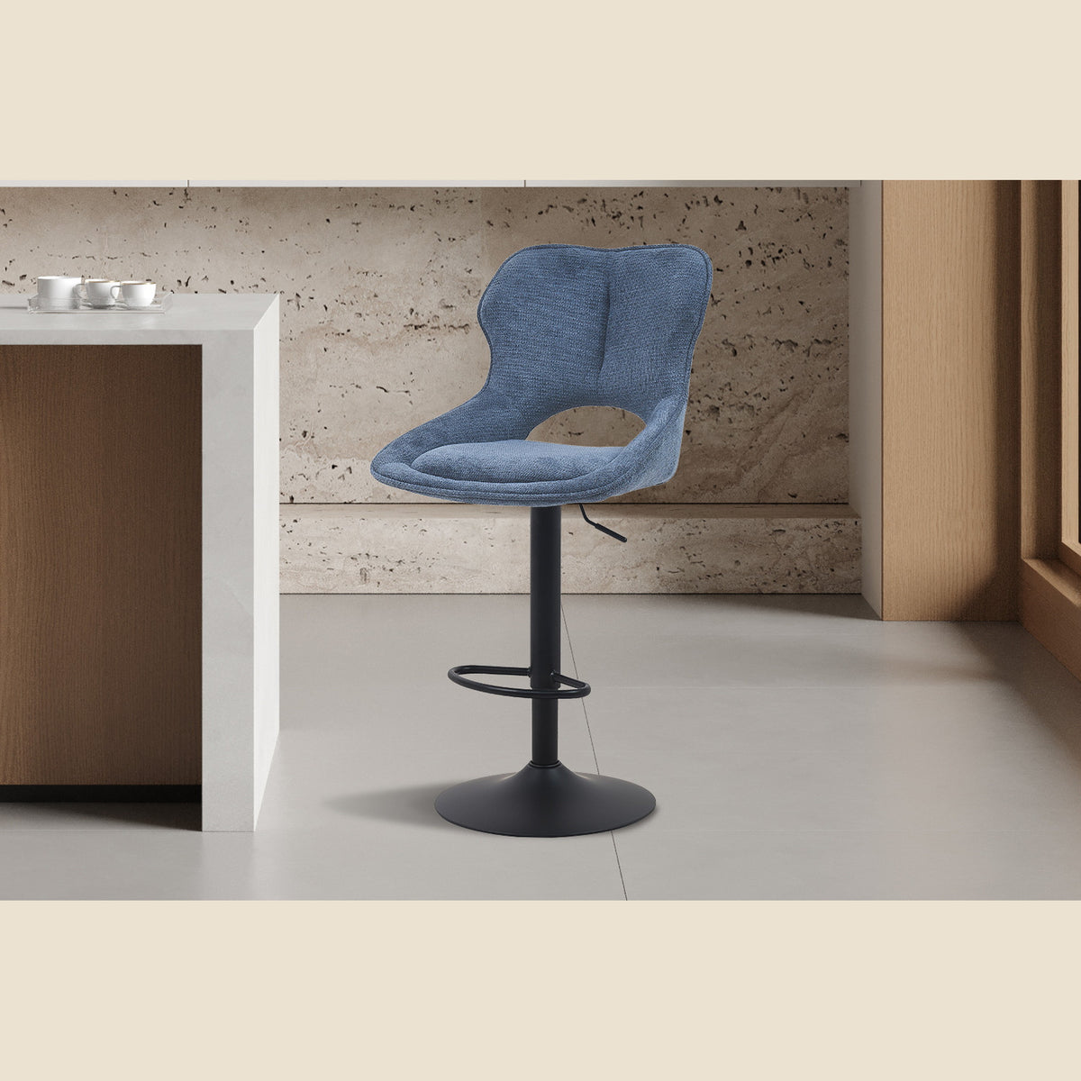 Chaise de bar Mori — Tissu, hauteur réglable