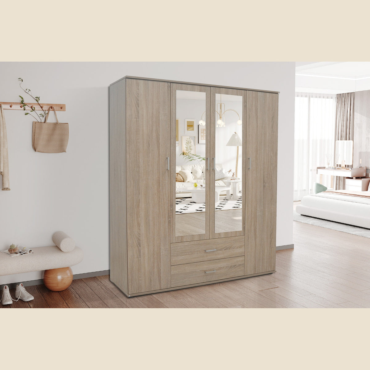 Armoire Marc — Portes battantes avec miroir