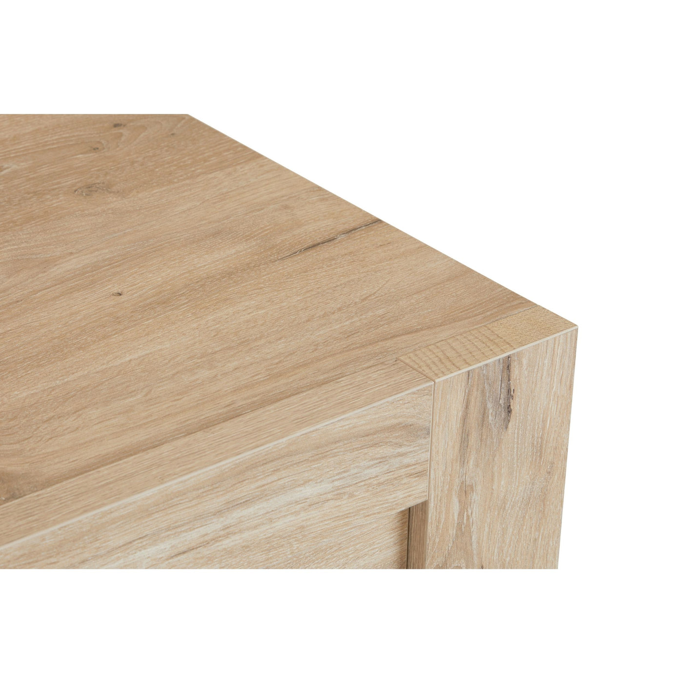Salle à manger Sacha (Canyon Oak / Marmer / Nox), détail angle supérieur du plateau chêne 