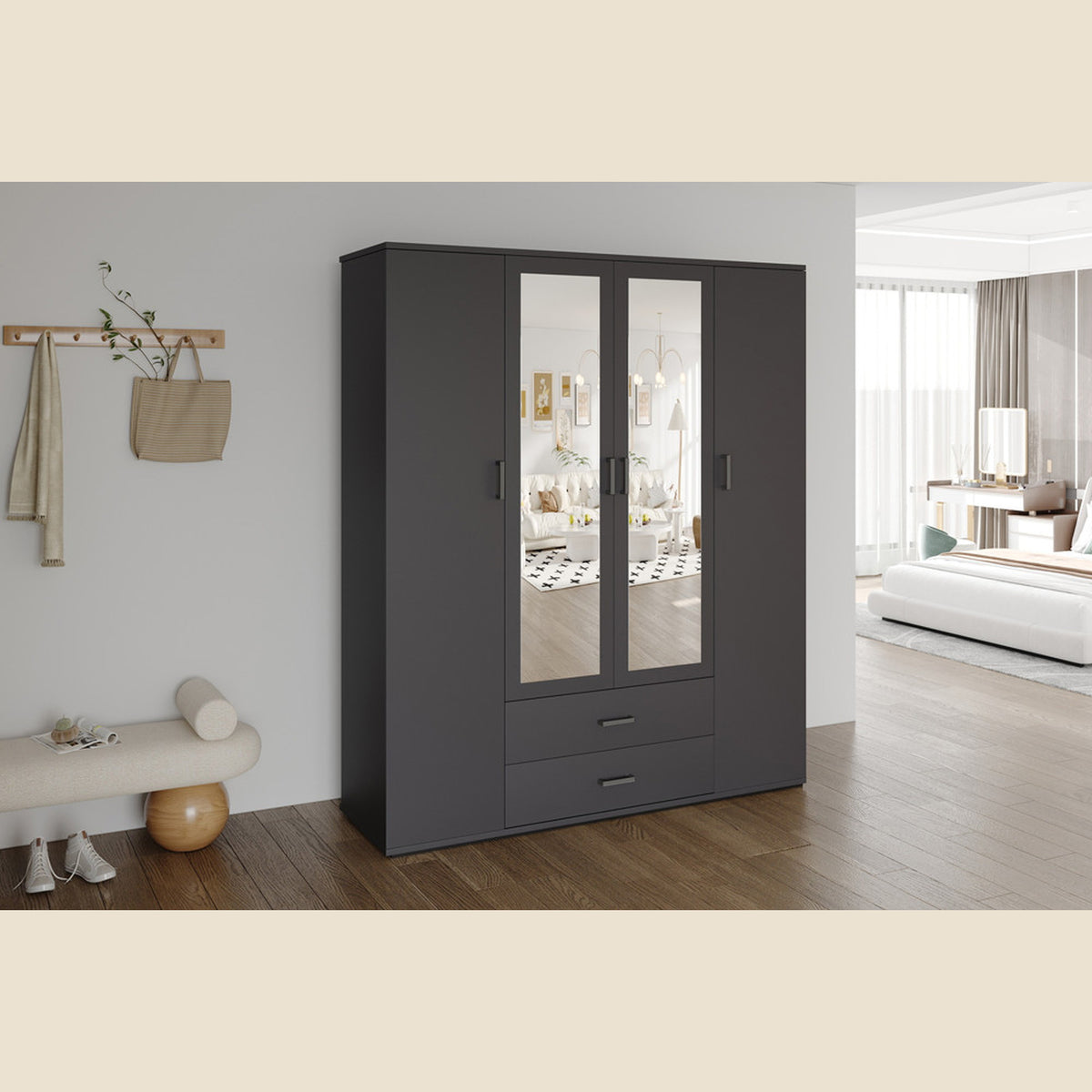 Armoire Marc — Portes battantes avec miroir