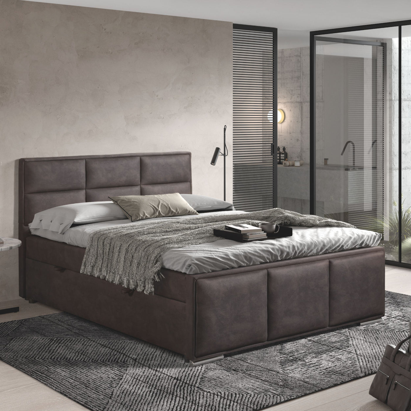 Lit boxspring Azalea TEXAS NOIR, visuel d’ambiance