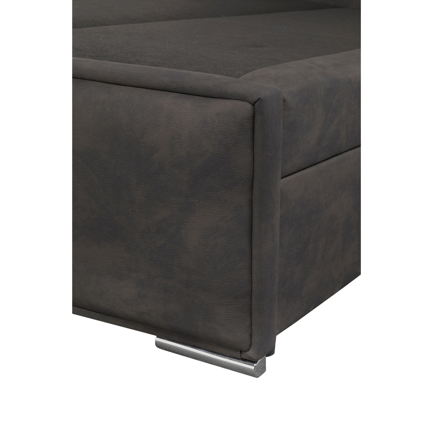 Détail des panneaux revêtus TEXAS NOIR du lit boxspring Azalea