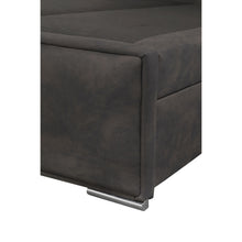Détail des panneaux revêtus TEXAS NOIR du lit boxspring Azalea