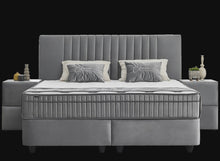 Lit Clara Gris — Boxspring velours à coffres