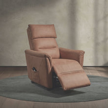 Vidéo de présentation du fauteuil relax Mayenne compact en tissu cognac : relax électrique motorisé (2 moteurs + lift) en mouvement