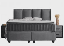 Lit Nora — Boxspring velours à coffres