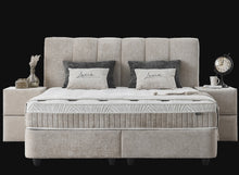 Lit Lucia — Boxspring velours à coffres de rangement